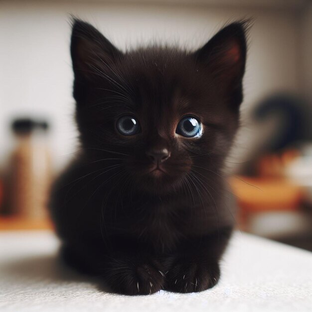 Cute black cat ai image