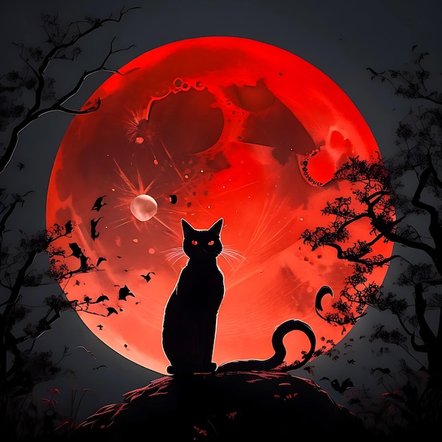 Cute Black Cat Halloween Ai Generative