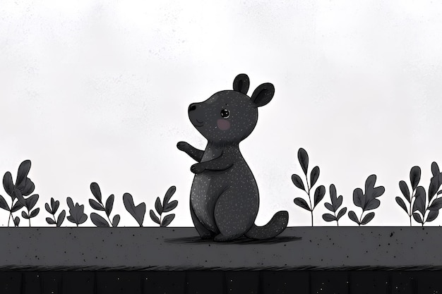 Photo cute black rabbit illustration with white background