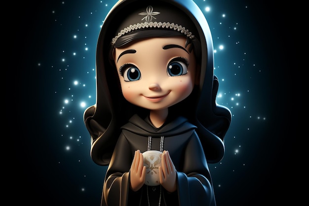 Cute Blessed Mary animated animated expressions quirky expressions playful expressions black and white background wall Mother of Jesus Christ