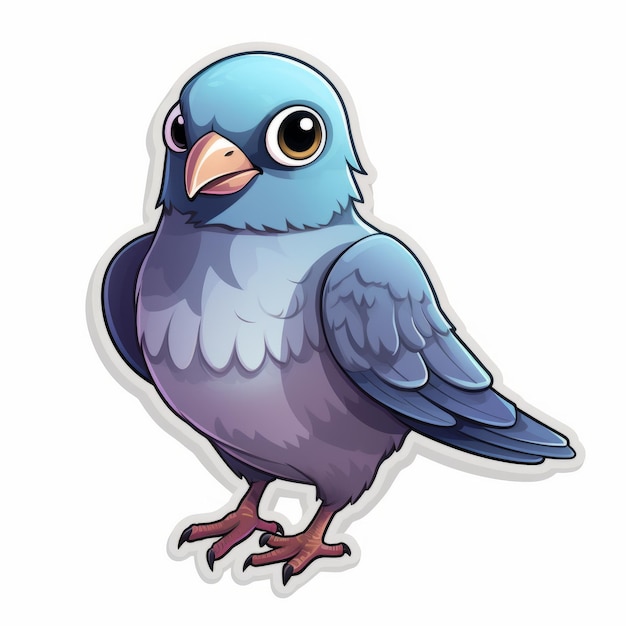 Cute Blue Bird Cartoon Sticker Art For Pigeon Lovers