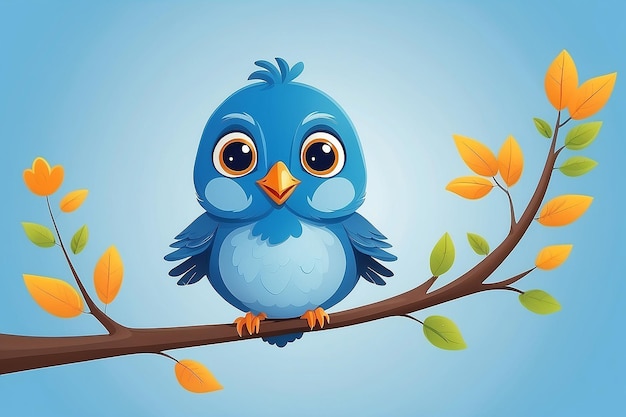 Photo cute blue bird vector illustration