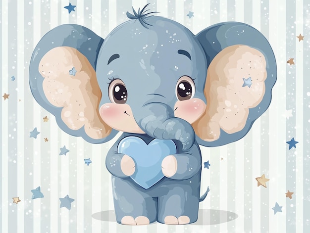 Photo cute bluish elephant decorative for childs room