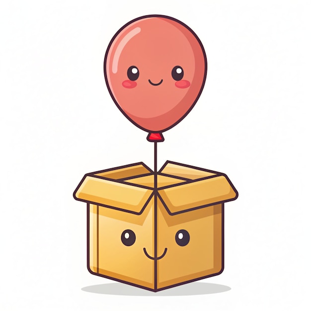 Photo cute box floating with balloon vector icon illustration industrial object icon concept isolated premium vector flat cartoon