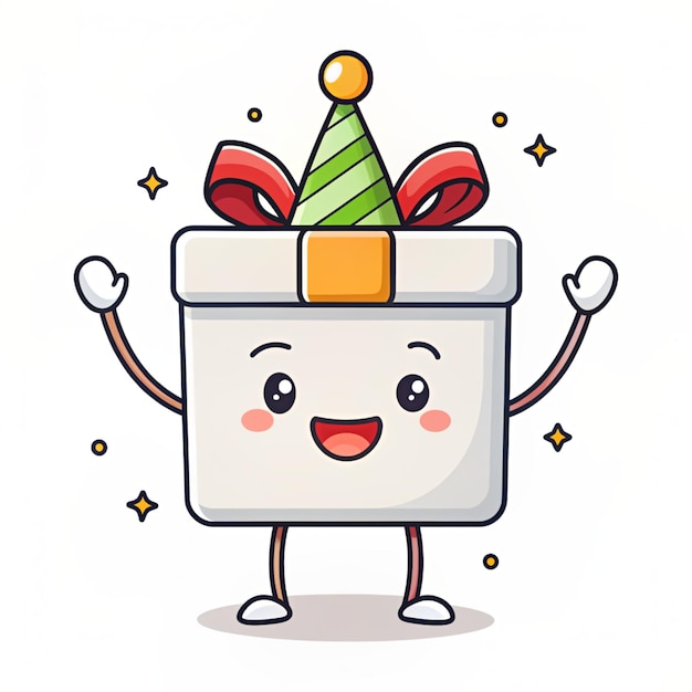 Photo cute box mascot vector icon illustration box character icon concept white isolated flat cartoon style suitable for web landing page banner sticker background