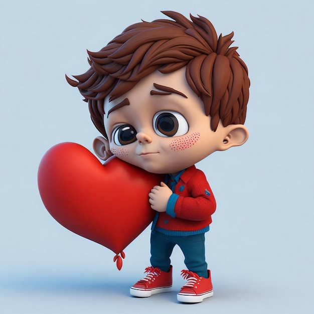 Cute boy cartoon boy love icon image cute comic style wild boy illustration 3D rendering C4D