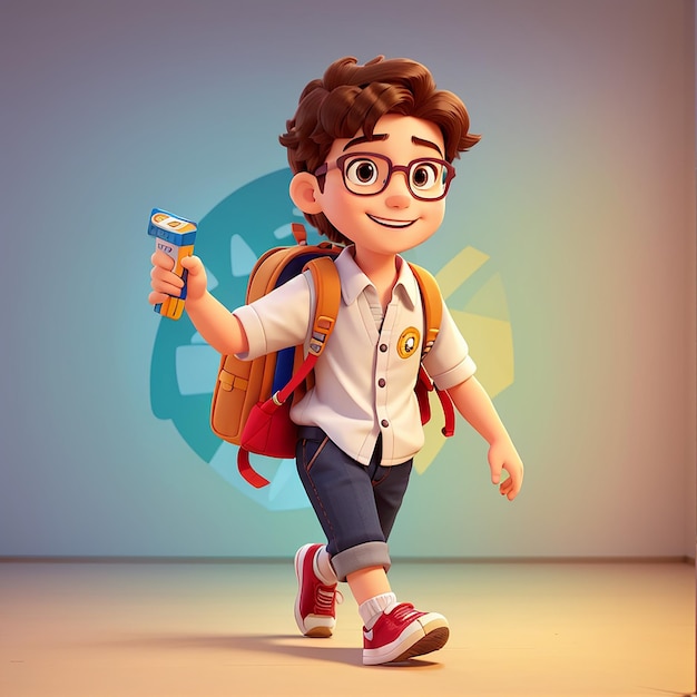 Cute Boy Going To School Cartoon Vector Icon Illustration People Education Icon Concept Isolated Premium Vector Flat Cartoon Style