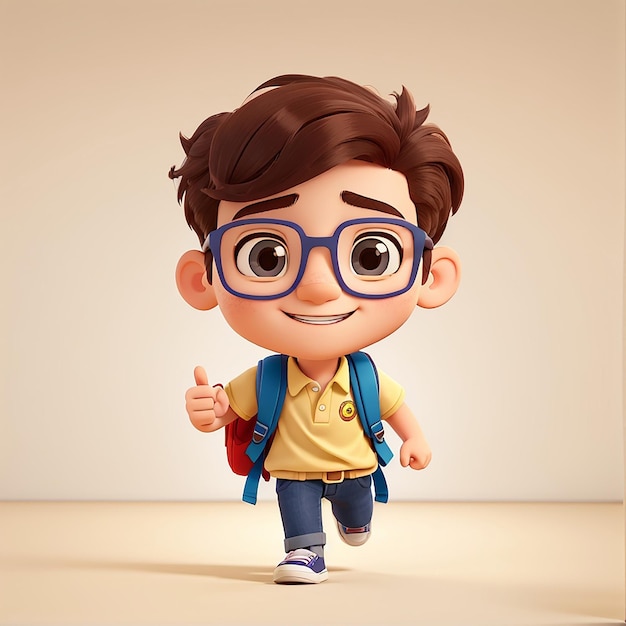 Cute Boy Going To School Cartoon Vector Icon Illustration People Education Icon Concept Isolated Premium Vector Flat Cartoon Style