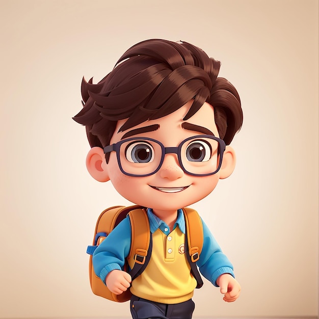 Cute Boy Going To School Cartoon Vector Icon Illustration People Education Icon Concept Isolated Premium Vector Flat Cartoon Style