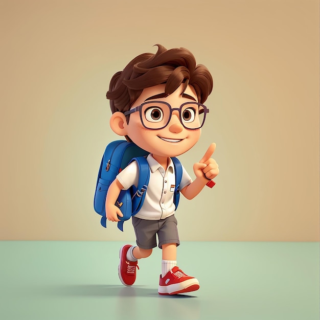 Cute Boy Going To School Cartoon Vector Icon Illustration People Education Icon Concept Isolated Premium Vector Flat Cartoon Style