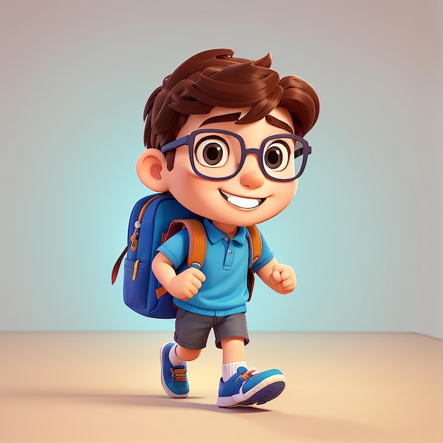 Cute Boy Going To School Cartoon Vector Icon Illustration People Education Icon Concept Isolated Premium Vector Flat Cartoon Style