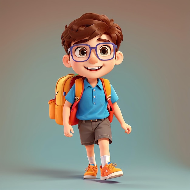 Cute Boy Going To School Cartoon Vector Icon Illustration People Education Icon Concept Isolated Premium Vector Flat Cartoon Style