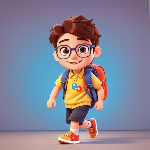 Cute Boy Going To School Cartoon Vector Icon Illustration People Education Icon Concept Isolated Premium Vector Flat Cartoon Style