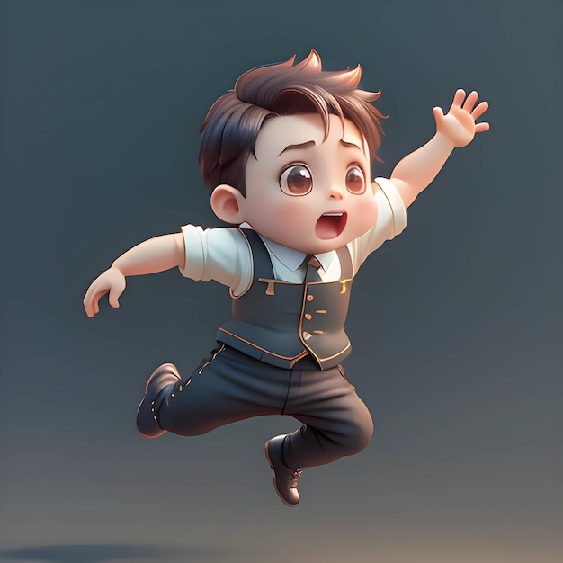 Cute boy jumping in the air