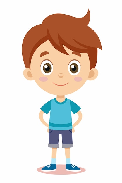 Cute Boy Standing on White Background