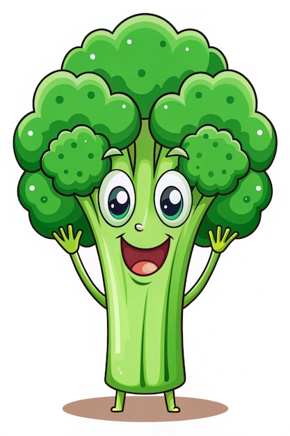 Photo cute broccoli monster cartoon vector icon for food holiday