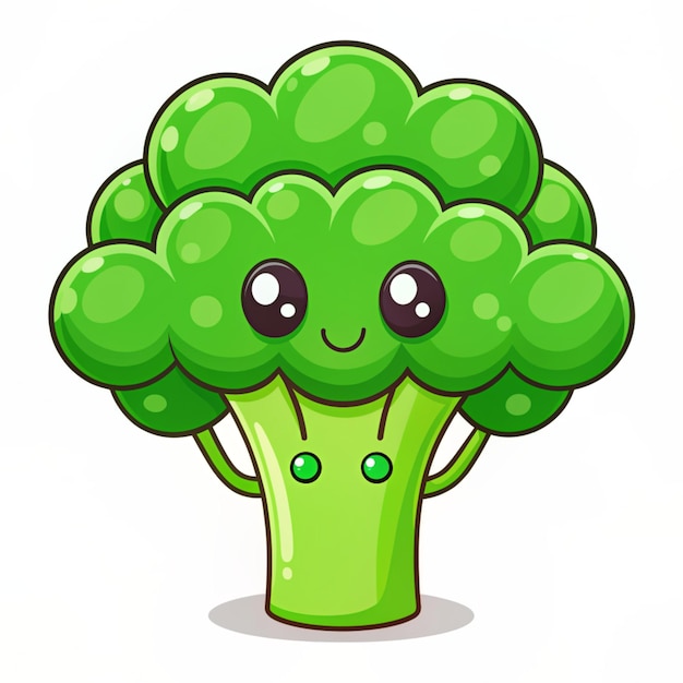 Photo cute broccoli monster cartoon vector icon illustration food holiday icon concept isolated premium vector flat cartoon style