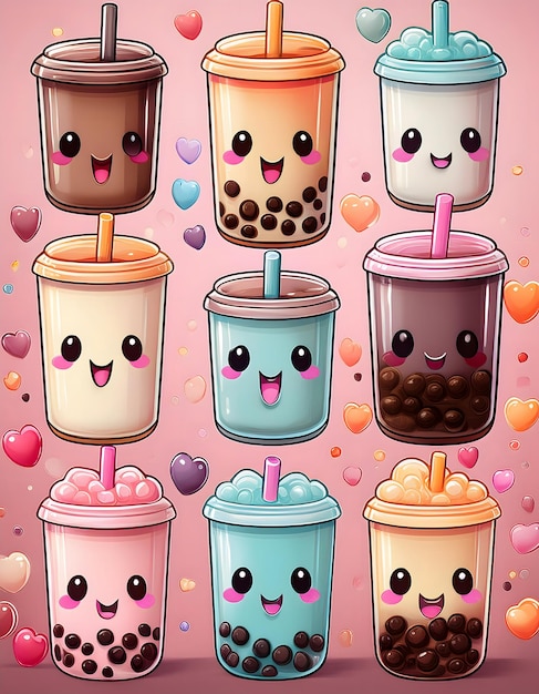 Cute Bubble Tea Cartoon