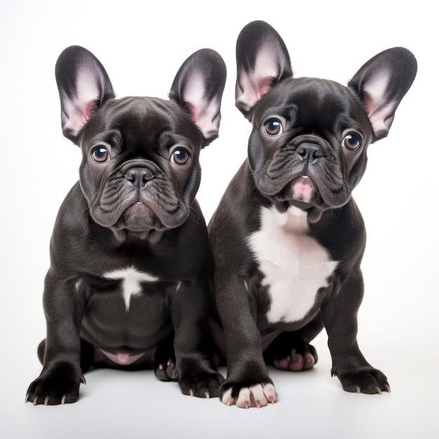 Cute bulldog baby couple