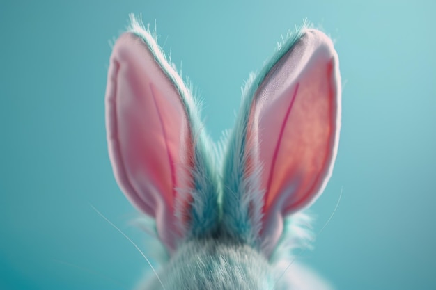 Photo cute bunny ears closeup on a blue background