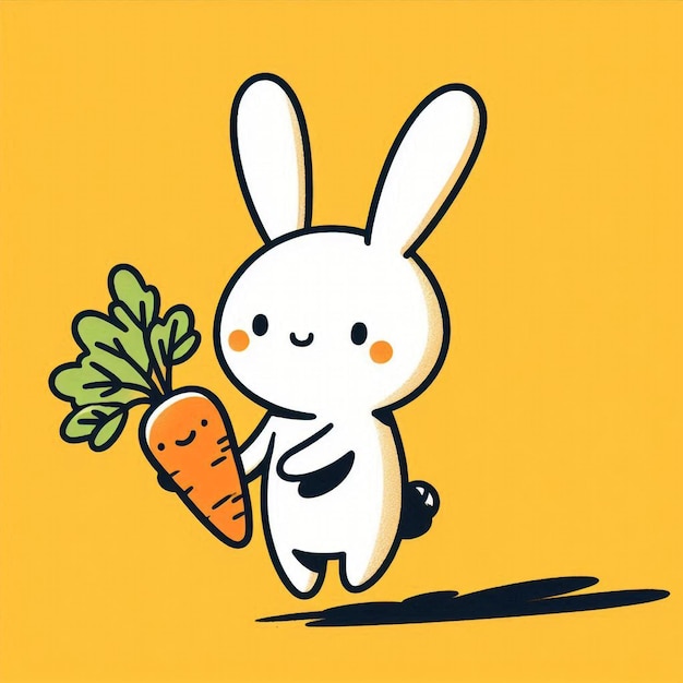 Photo cute bunny with carrot adorable kawaii illustration