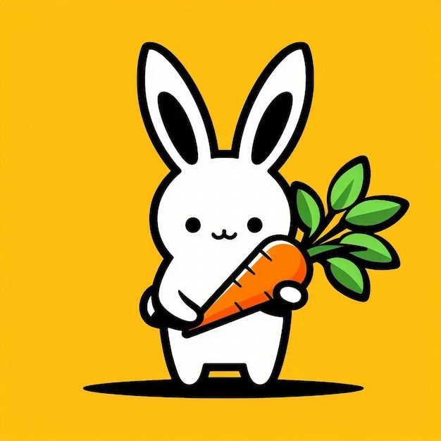 Photo cute bunny with carrot adorable kawaii illustration