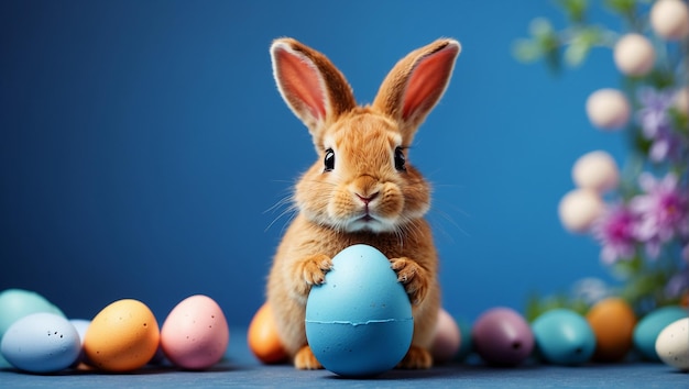 A cute bunny with a egg background