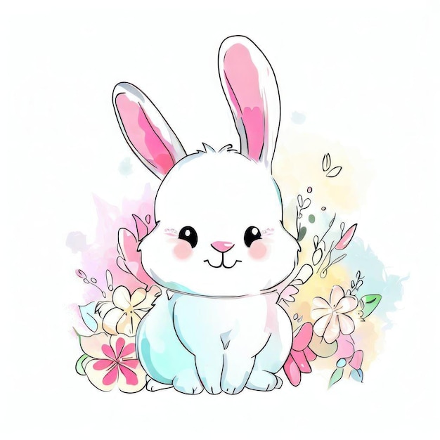 A cute bunny with flowers on it