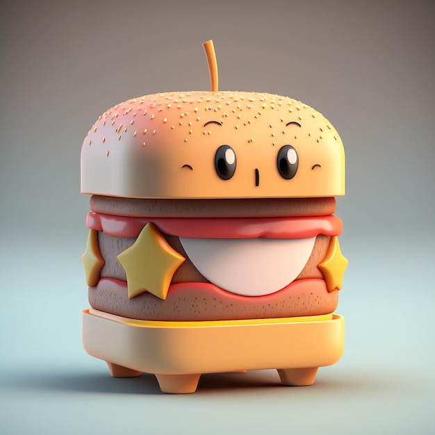 Photo cute burger cartoon character