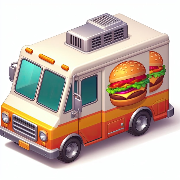 cute burger van 3d isometric