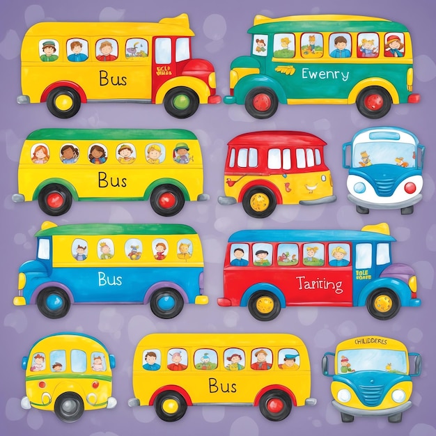 Photo cute bus clipart for classroom activities