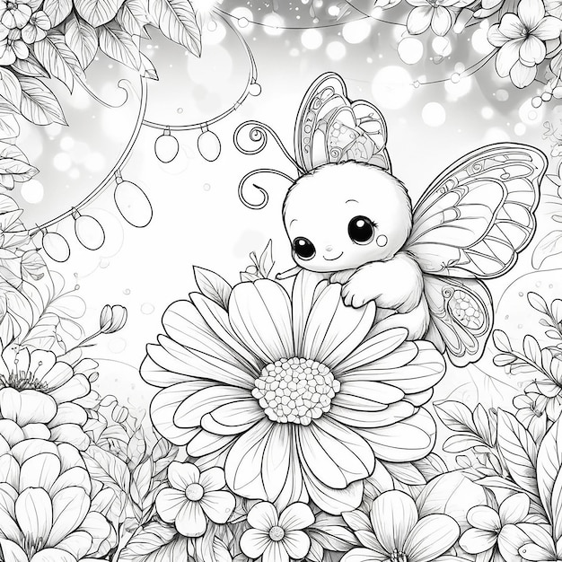 A cute butterfly coloring pages generative ai