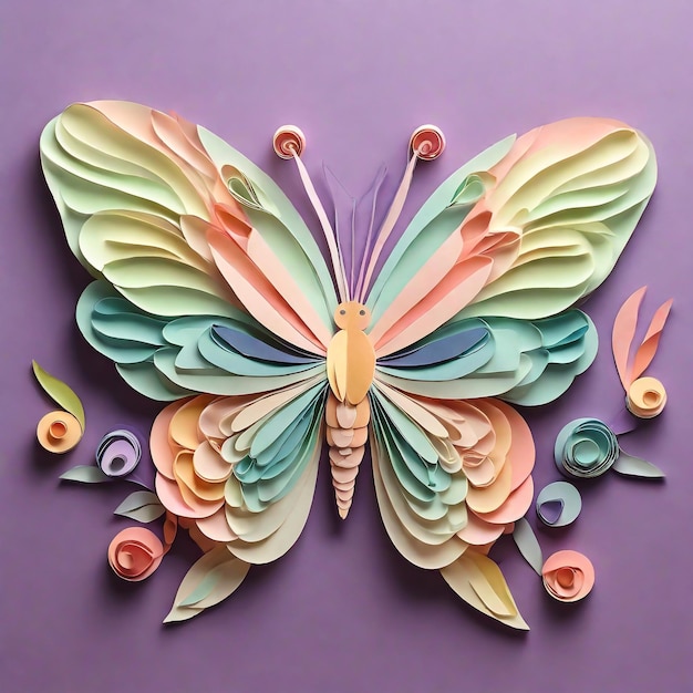 Photo a cute butterfly made out of layered paper