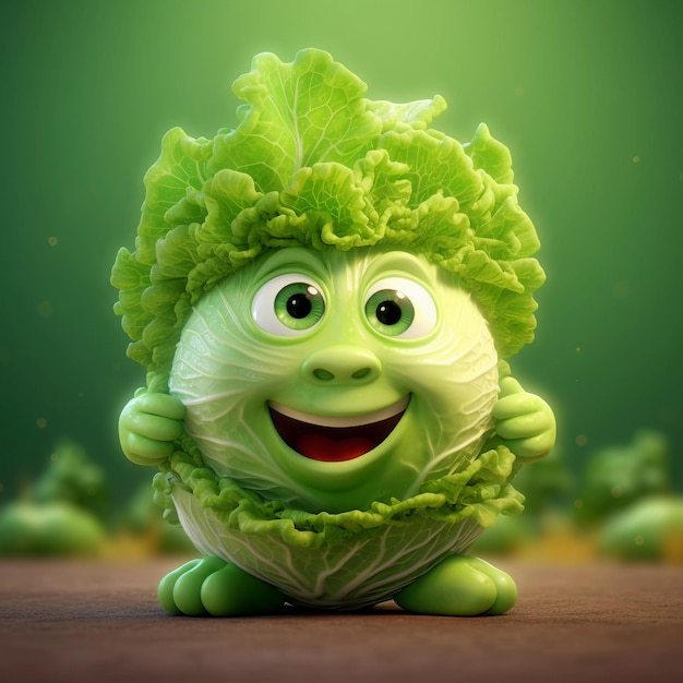 Cute cabbage happy cartoon character