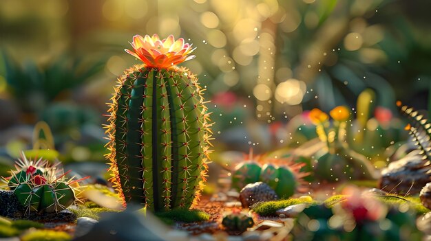 Photo cute cactuses in a pot