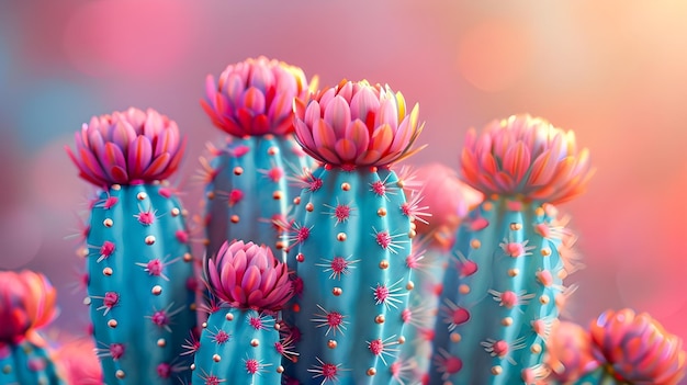 Photo cute cactuses in a pot