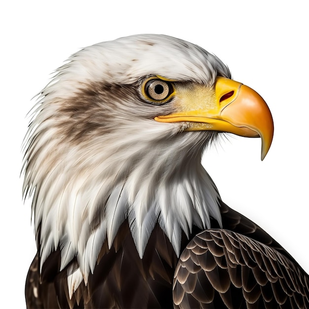 Cute Californian Bald Eagle isolated on White background