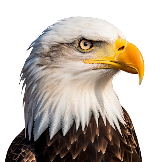 Cute Californian Bald Eagle isolated on White background