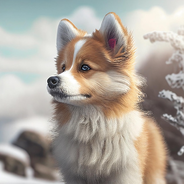 cute canadian eskimo dog upfront high detail vivid photorealistic high detail hyper realistic