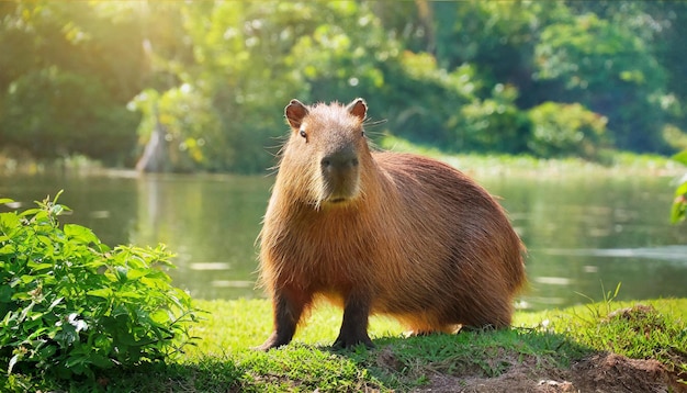 A cute capybara in nature forest cute animal sunny