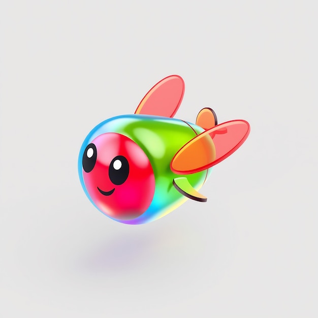 Cute Cartoon Airplane Character 3D Render