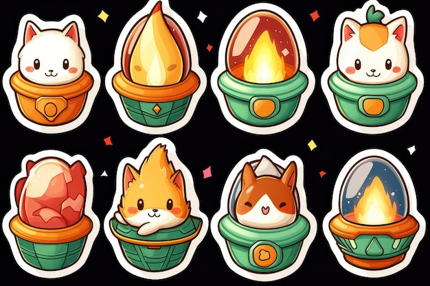 Cute Cartoon Animal Characters in Space Capsules