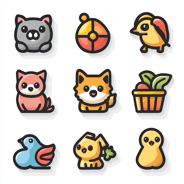 Cute Cartoon Animal Stickers Set