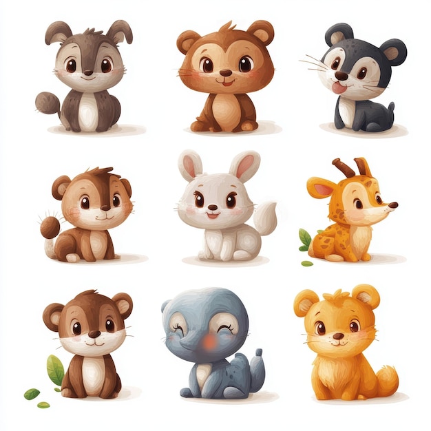 Photo cute cartoon animals collection