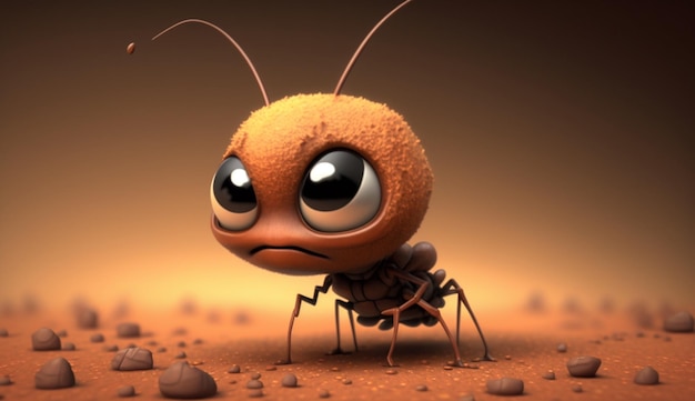 Cute Cartoon Ant Character Generative AI