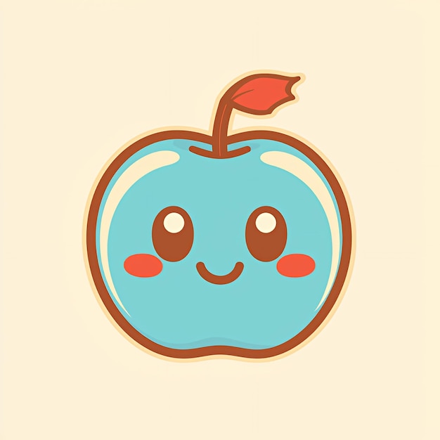 Photo cute cartoon apple with a smile