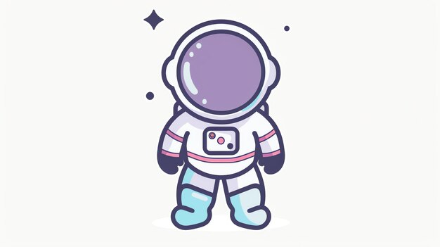 A cute cartoon astronaut in a space suit