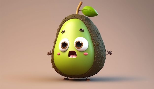 Cute Cartoon Avocado Character Generative AI