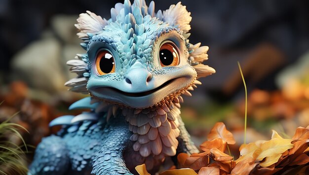 Cute cartoon of a baby dragon for illustrations for children AI Generated