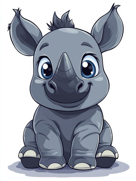 Cute Cartoon Baby Rhino Sitting